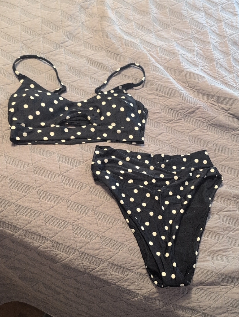 Aerie Black & White Polka Dot Bralette and Bikini Set